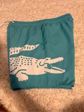 Lacoste Turquoise Swim Shorts with White Logo